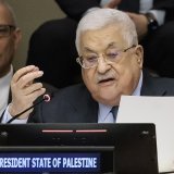 Le président palestinien Mahmoud Abbas lundi au siège des Nations unies à New York, où est commémorée pour la première fois, grâce à une résolution votée en novembre, l'exode palestinien de 1948.